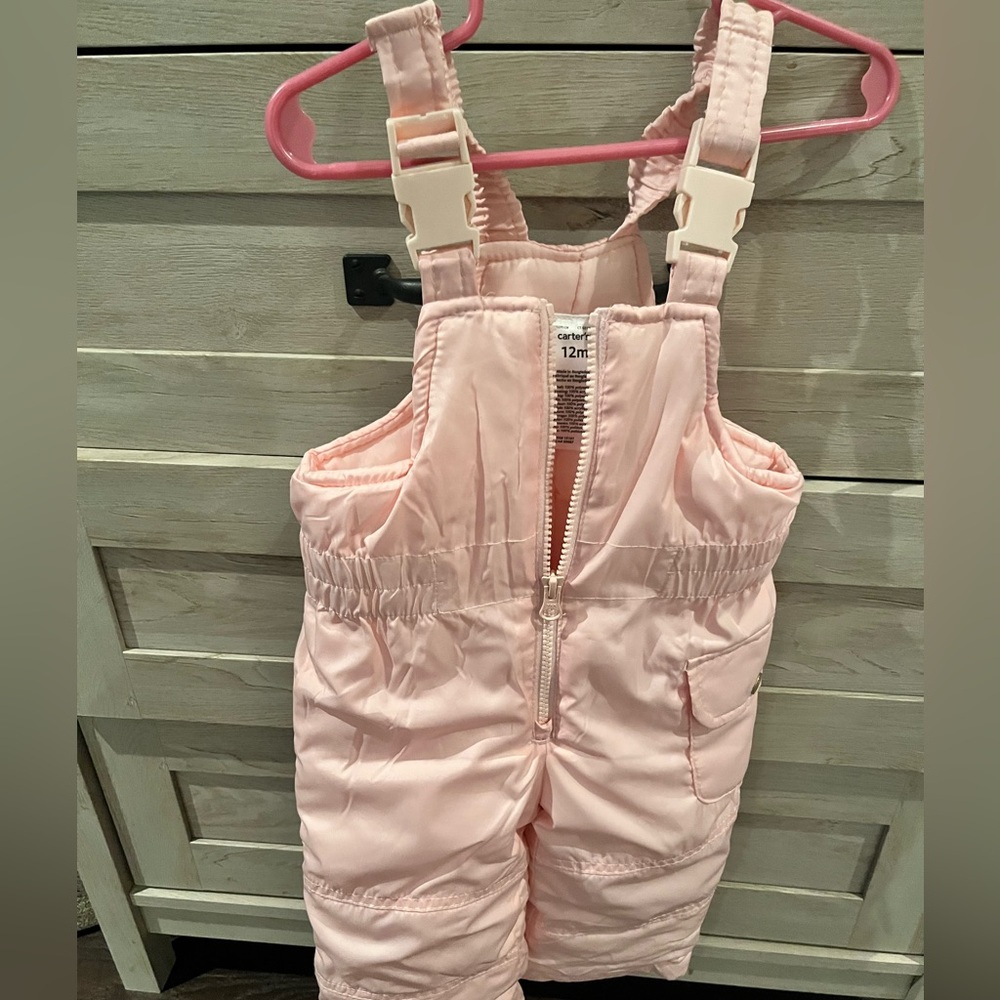 Carter's Pink and Gold Snowsuit Set 12month - Picture 6 of 8